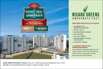 Live a luxurious lifestyle with premium indulgence at Nisarg Greens in Mumbai